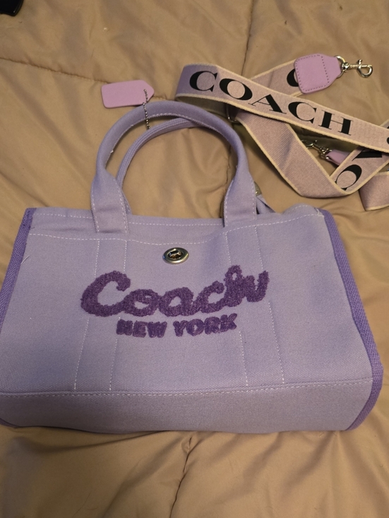 Coach Handbags - Coach Lavender Canvas Tote with Purple Logo and Strap